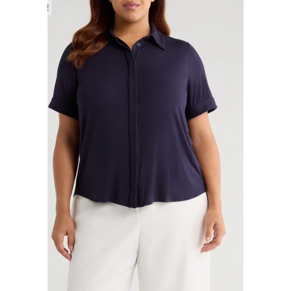 Universal Standard Midnight Blue Short Sleeve Shirt